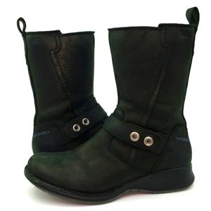 Merrell Black Size 6 Travvy Mid Leather Waterproof Boots, EUC
